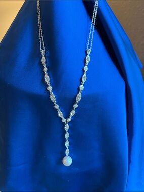 Delicate Pearl and Silver Drop Necklace - White Pearl